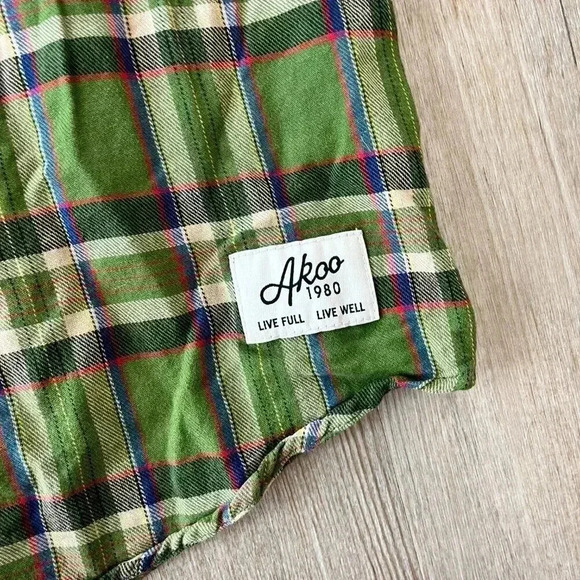 Mens Akoo Green Plaid Button Up with Patches - XL - Picture 4 of 10